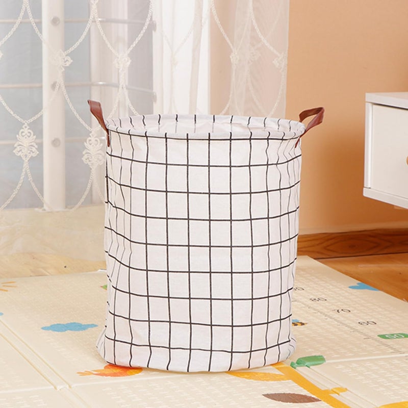 Urbane Home Urbane Home Foldable Storage BasketRound Toy Storage BinSide Grab HandleWardrobe Closet Organizer White  - Image 5