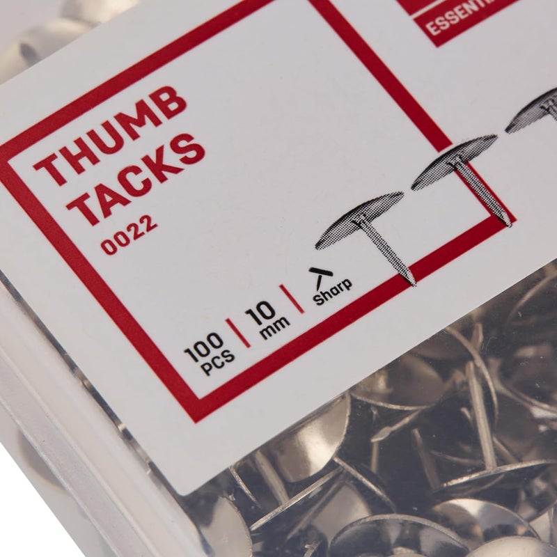 ديلي دبابيس تثبيت الإبهام، 100 قطعة، مقاس 10 مم، فضية - Image 3