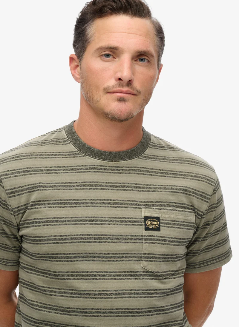 سوبر دراي Textured Stripe Pocket T Shirt