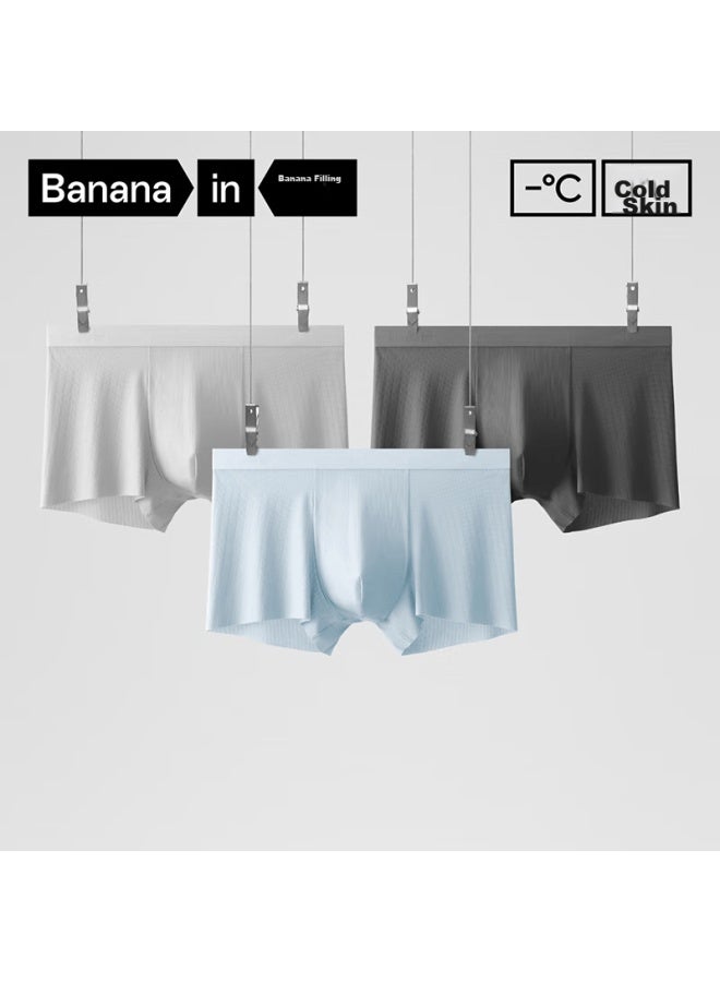 Bananain 311ca Ice Silk Underwear For Men, 10a Antibacterial Breathable Seamless Anti-chafing Boxer Briefs, Thin Summer Style, 3-pack - Image 1