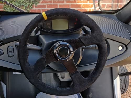 YEHICY 13.8”Suede Leather Racing Steering Wheel Flat Drifting Universal Sports Steering Wheel with Horn Button for Car Sim Driving - Image 4