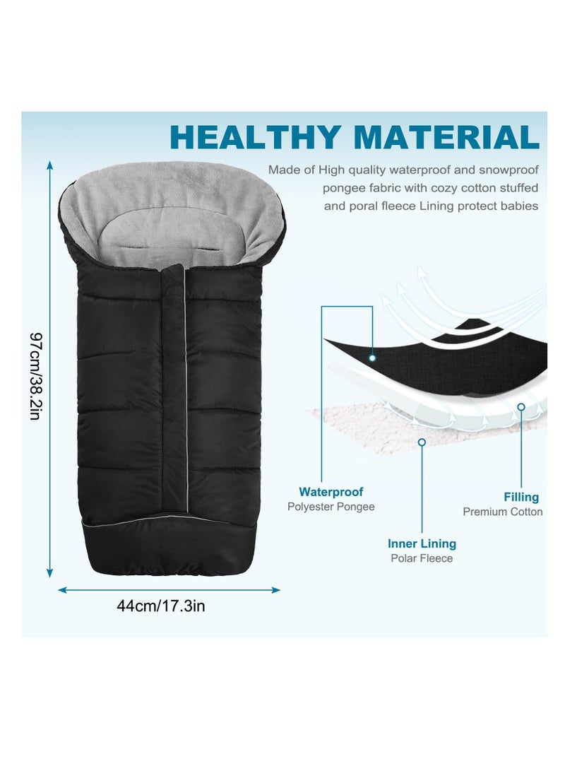 Universal Winter Stroller Footmuff with Adjustable Hood, Cozy Fleece Lined Sleeping Bag for Pushchairs and Prams, Warm Footmuffs for Cold Weather - Image 3