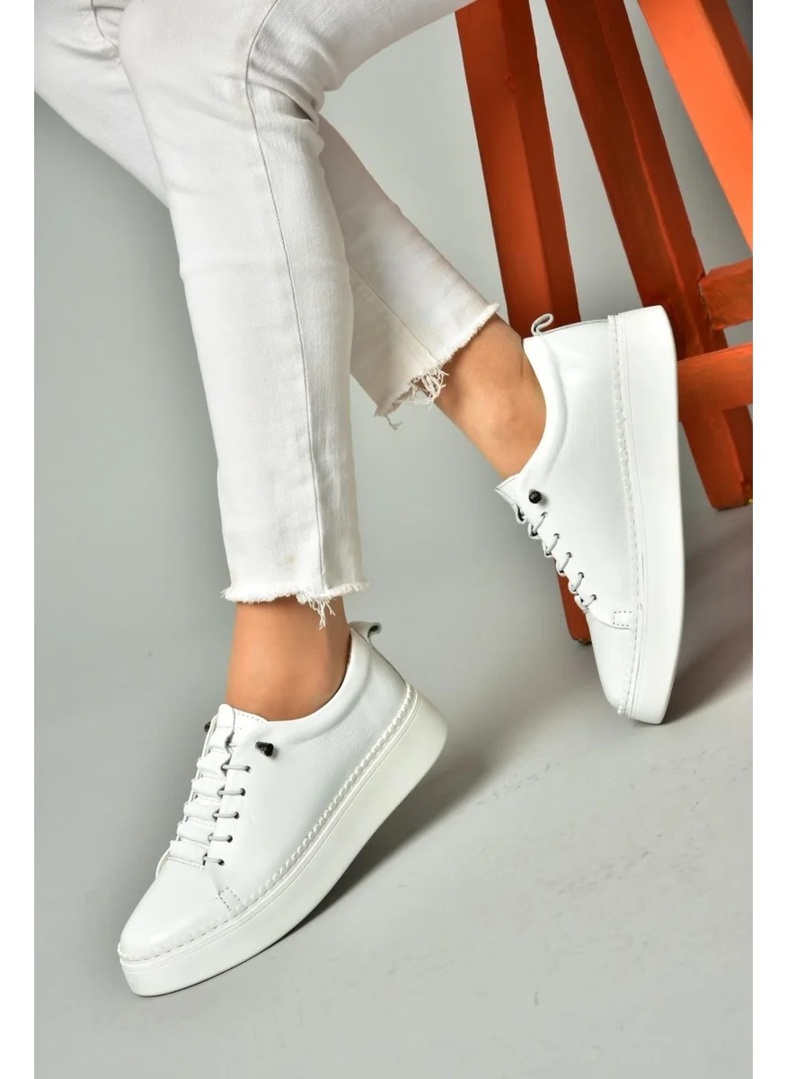 Fox Shoes P555305003 White Leather Sports Shoes Sneakers