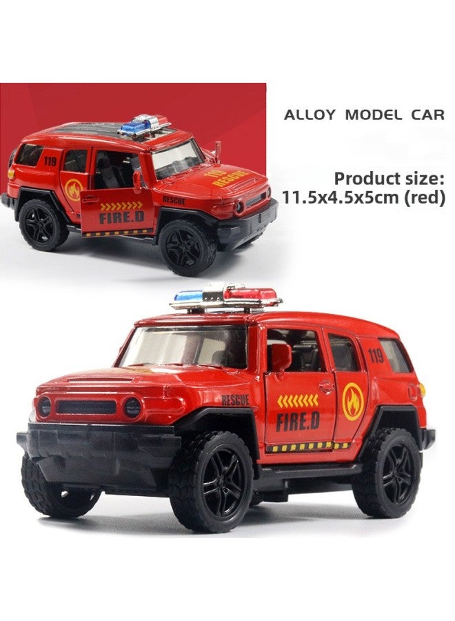 (Window Box) Sound And Light Cross-country Alloy Sports Car Model Children's Toys Car Boy Gift Generation-Color:Window Boxes-Sound And Light Edition A5-2 Cool Road Ze Police Car Red  - Image 1
