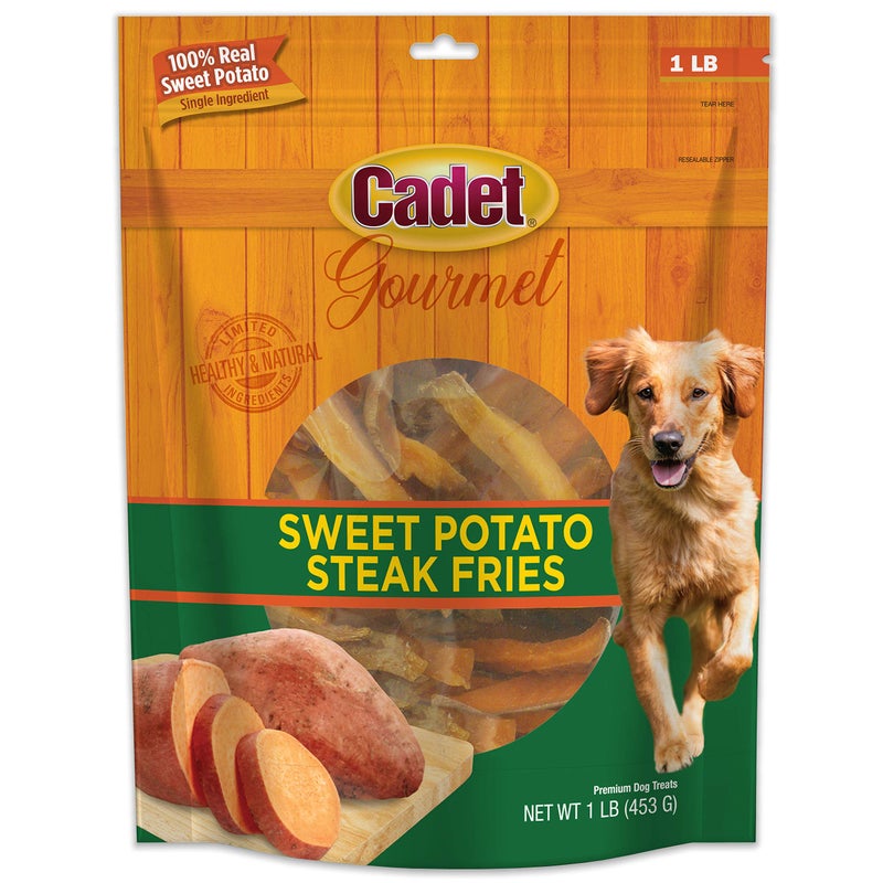 Cadet Gourmet Sweet Potato Steak Fries, Healthy Natural Chewy Dog Treats, Single-Ingredient, for Small & Large Dogs, 1 Pound - Image 1
