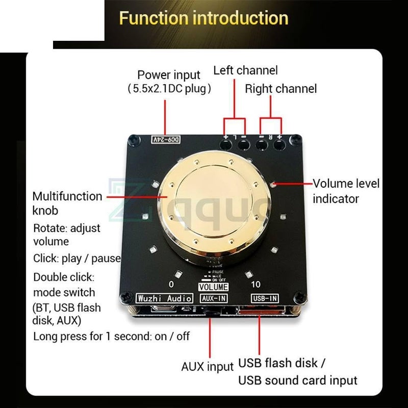 لوحة الصوت ZK F152 موديول 2.0 قناة مزدوجة 15W 15W مؤشر حجم التبريد - Image 5