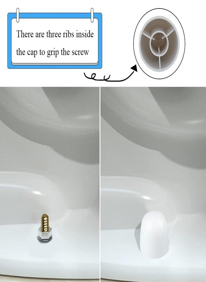 Ckyleole Toilet Bolt Caps Toilet Bolt Covers Toilet Screw Cover Caps Decorative Toilet Bolt Covers 4 Pieces 1.26 Inch Height avoid the hassle of trimming bolts fit a lot of model toilets White Plastic Ckyleole - Image 4