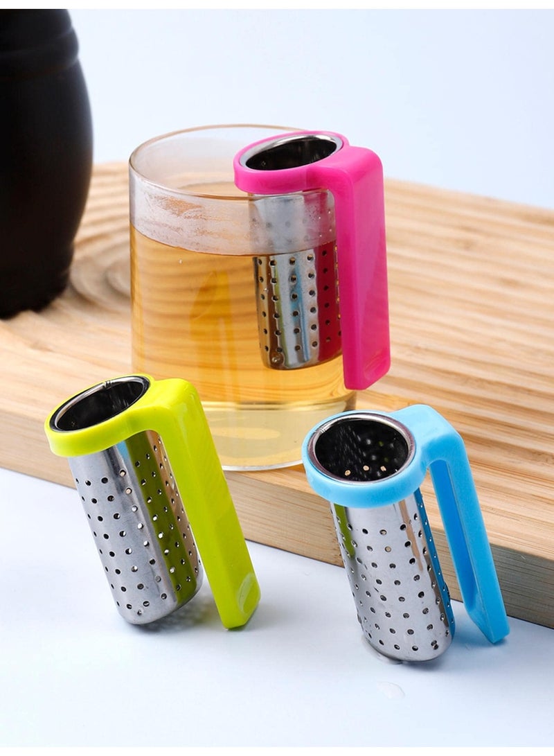 3pcs Stainless Steel Tea Infuser with Handle Reusable Loose Leaf Mesh Tea Filter Fine Mesh Design for Home Travel Easy Brewing （Pink, Yellow, Blue ）  - Image 1