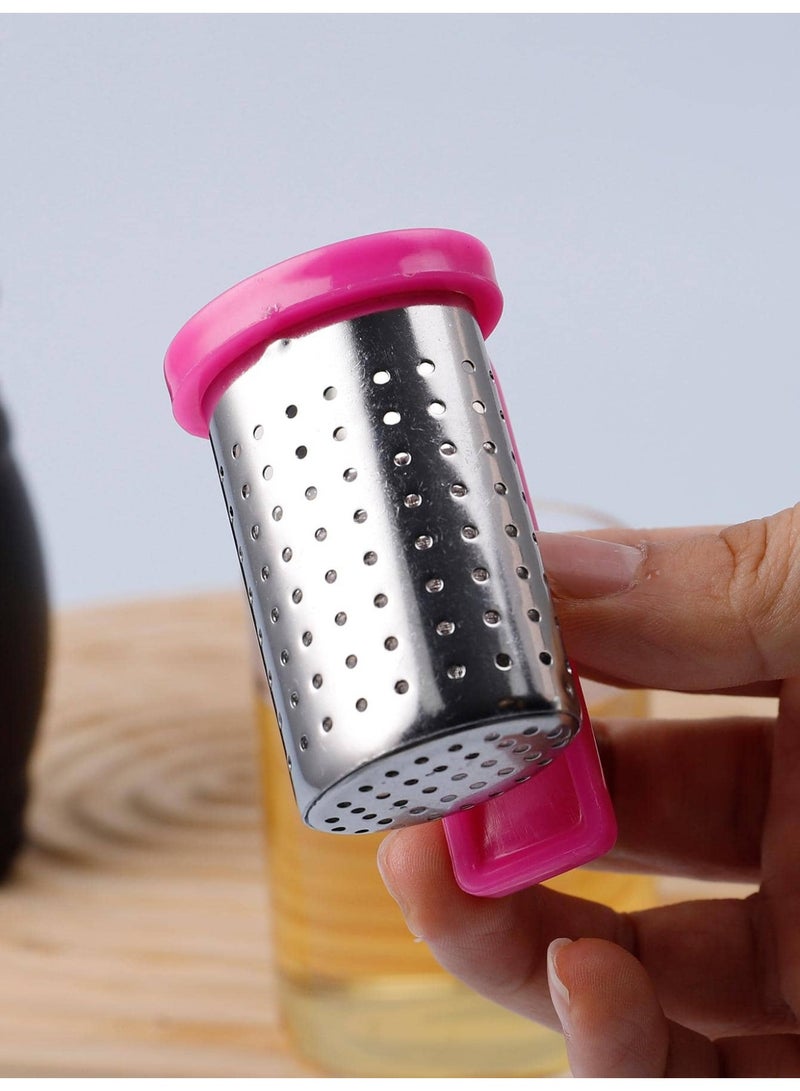 3pcs Stainless Steel Tea Infuser with Handle Reusable Loose Leaf Mesh Tea Filter Fine Mesh Design for Home Travel Easy Brewing （Pink, Yellow, Blue ）  - Image 4