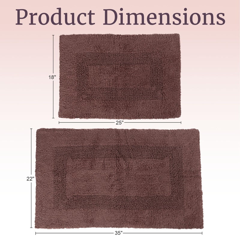 Lavish Home Bathroom Rugs - 2-Piece Cotton Bathroom Mat Set - Machine Washable Bath Mats for Washroom, Kitchen, or Laundry Room by Lavish Home (Chocolate) - Image 5