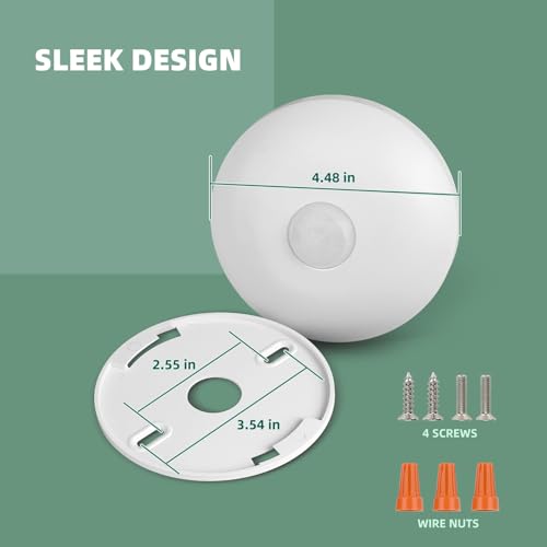 ECOELER PIR Ceiling Sensor Switch, Hard-Wired Occupancy Motion Sensor with Slim Design, 360 Degree Field of View High Bay Ceiling Motion Sensor, White, UL & FCC Listed - Image 4