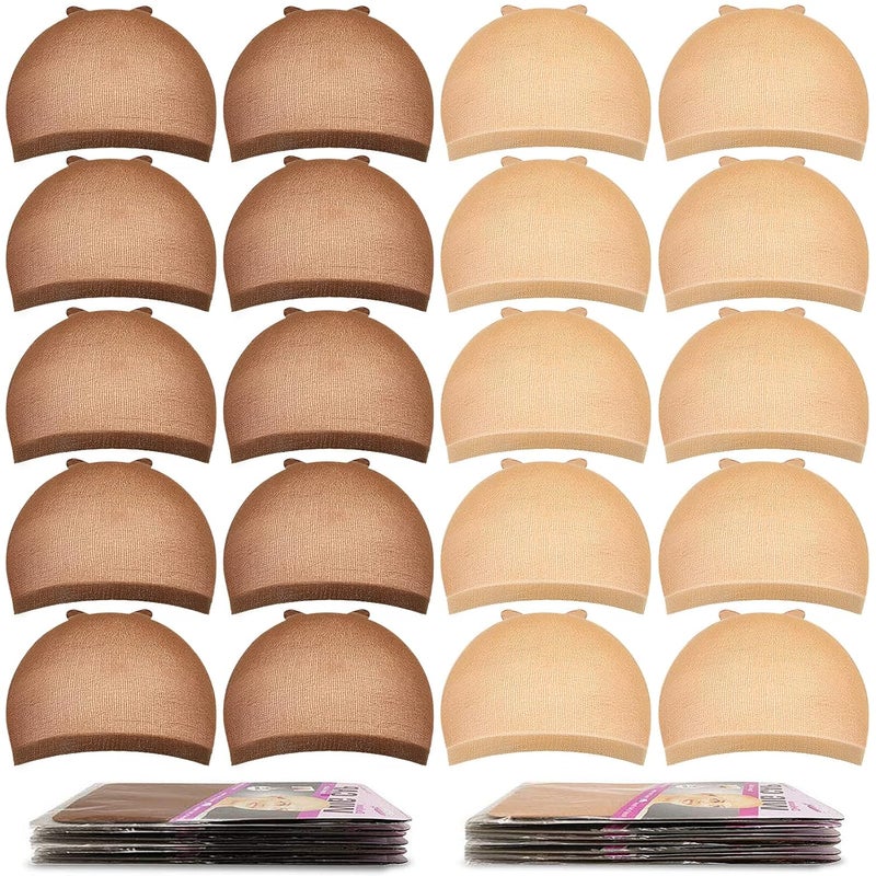 MORGLES MORGLES Wig Caps for Women Non Slip 20 Pcs Stocking Wig Caps for Lace Front Brown and Light Brown