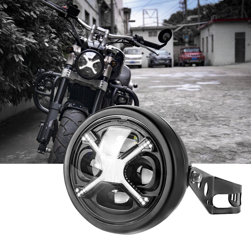 534 575 Inch LED Motorcycle Headlight Assembly with White DRL HiLo Beam for Harley Davidson Sportster Dyna Street Bob Low Rider Super Wide Glide 1200 48 Softail Fit 3240mm Fork Tube