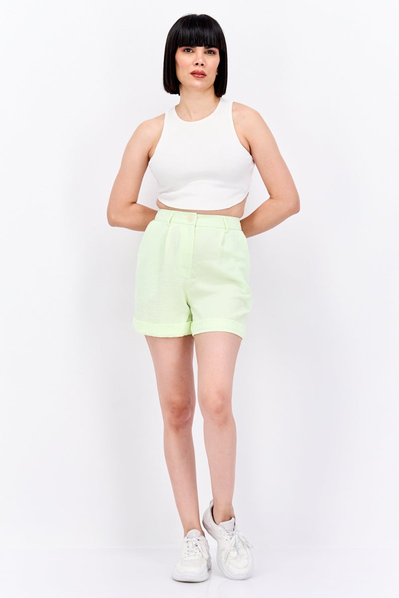 Miss Selfridge Women Plain Basic Shorts, Lime Green - Image 3