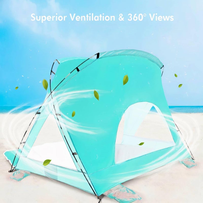 Etto Beach Tent, Portable Sun Shelter for 2/3/4/6-8 Person with UPF 50+ UV Protection, Easy Setup Waterproof Beach Shade Canopy Cabana for Family Outdoor and Picnics, Fishing with Carrying Bag - Image 4