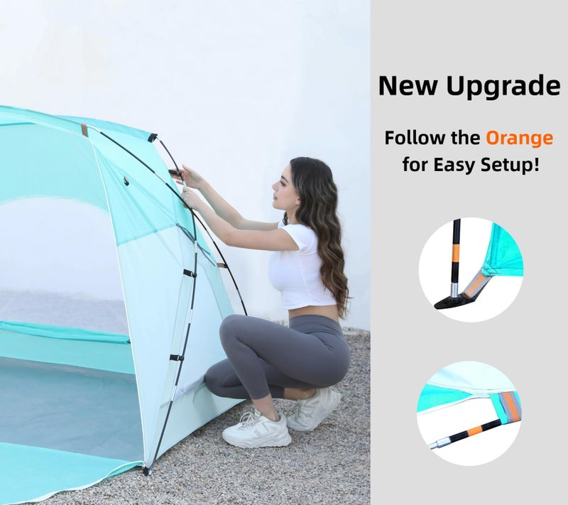 Etto Beach Tent, Portable Sun Shelter for 2/3/4/6-8 Person with UPF 50+ UV Protection, Easy Setup Waterproof Beach Shade Canopy Cabana for Family Outdoor and Picnics, Fishing with Carrying Bag - Image 2