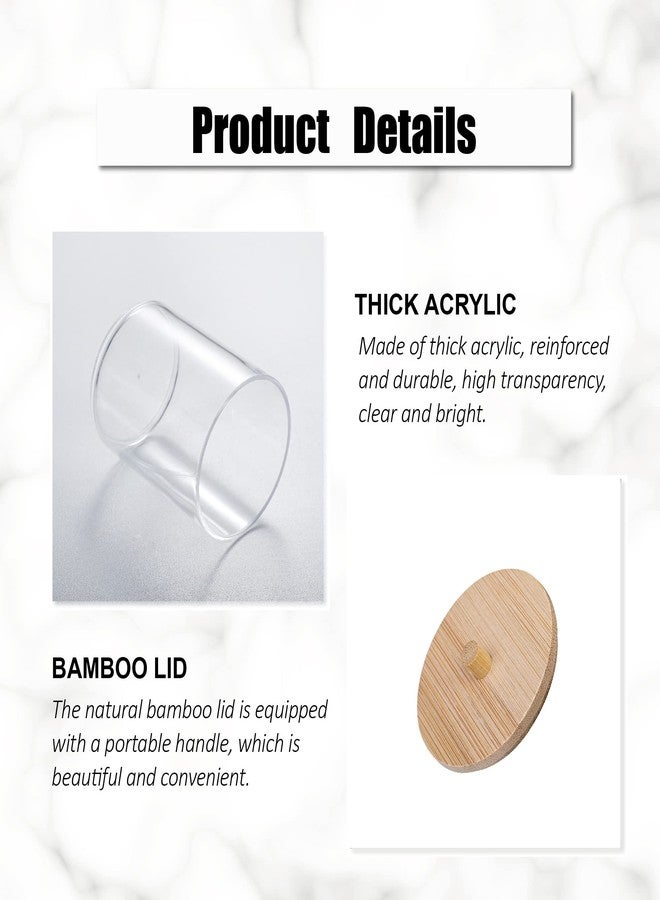 MKLZ 3 Pcs Qtip Holder and Cotton Round Pad Dispenser with Bamboo Lid, Small Clear Acrylic Containers for Cotton Swab/ball, Apothecary Jars Set for Bathroom/Restroom/Vanity/Makeup Storage Organizer - Image 2