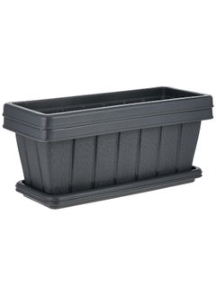 18" Set of 2 Rectangular Cedargrain Planter with Tray (Gray)