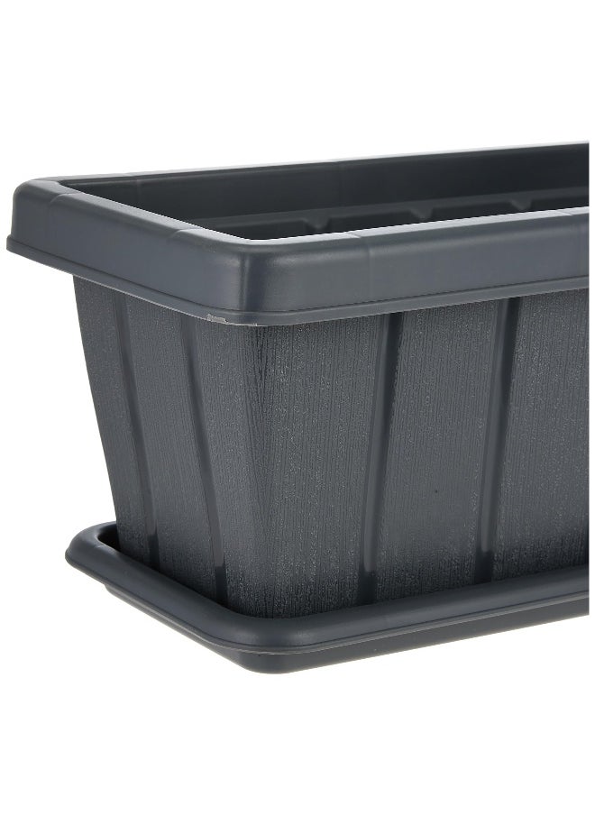 Cosmoplast 18" Set of 2 Rectangular Cedargrain Planter with Tray (Gray)  - Image 5