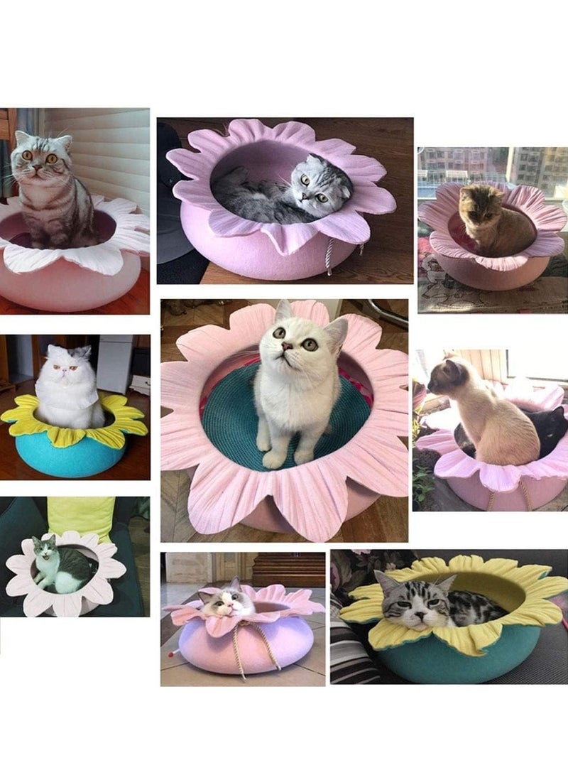 سرير للحيوانات الأليفة على شكل عباد الشمس لعش القطط سرير نوم لطيف - Image 4