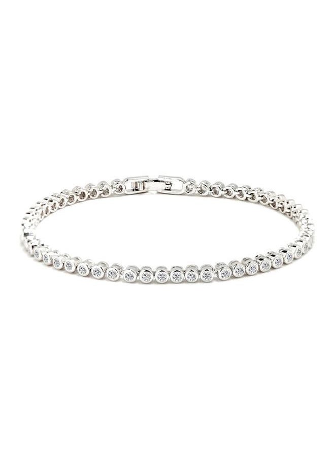 NIBEMINENT - 18Karat White Gold Plated Crystal Studded Bracelet - Image 1
