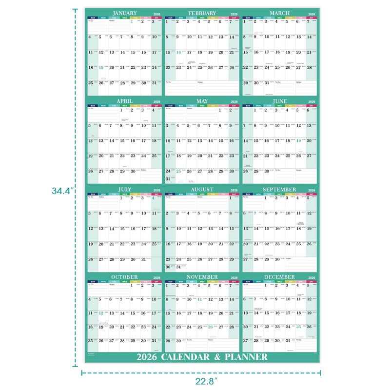 Artfan 2026 Yearly Wall Calendar - 2026 Calendar, JAN.2026 - DEC.2026, 34.8" x 22.8" (Open), Yearly Wall Calendar 2026, 2026 Calendars Vertical, One Page for Organizing - Colorful Lump - Image 5