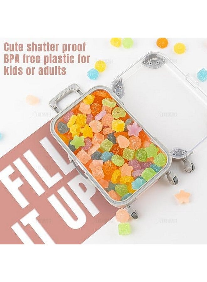 Bindex False Eyelashes Packaging Box Plastic Rolling Empty Lash Boxes Trolley Tiny Suitcase Miniature Candy Box for Travel Theme Party Decor and Gift (Pink,Pack of 1) - Image 3