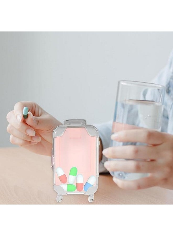 Bindex False Eyelashes Packaging Box Plastic Rolling Empty Lash Boxes Trolley Tiny Suitcase Miniature Candy Box for Travel Theme Party Decor and Gift (Pink,Pack of 1) - Image 5