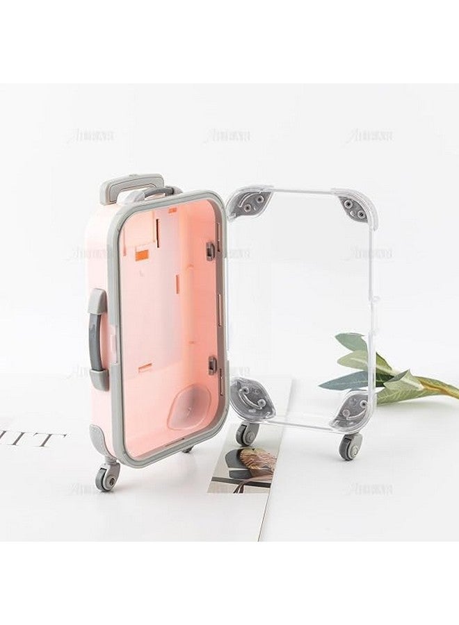 Bindex False Eyelashes Packaging Box Plastic Rolling Empty Lash Boxes Trolley Tiny Suitcase Miniature Candy Box for Travel Theme Party Decor and Gift (Pink,Pack of 1) - Image 2