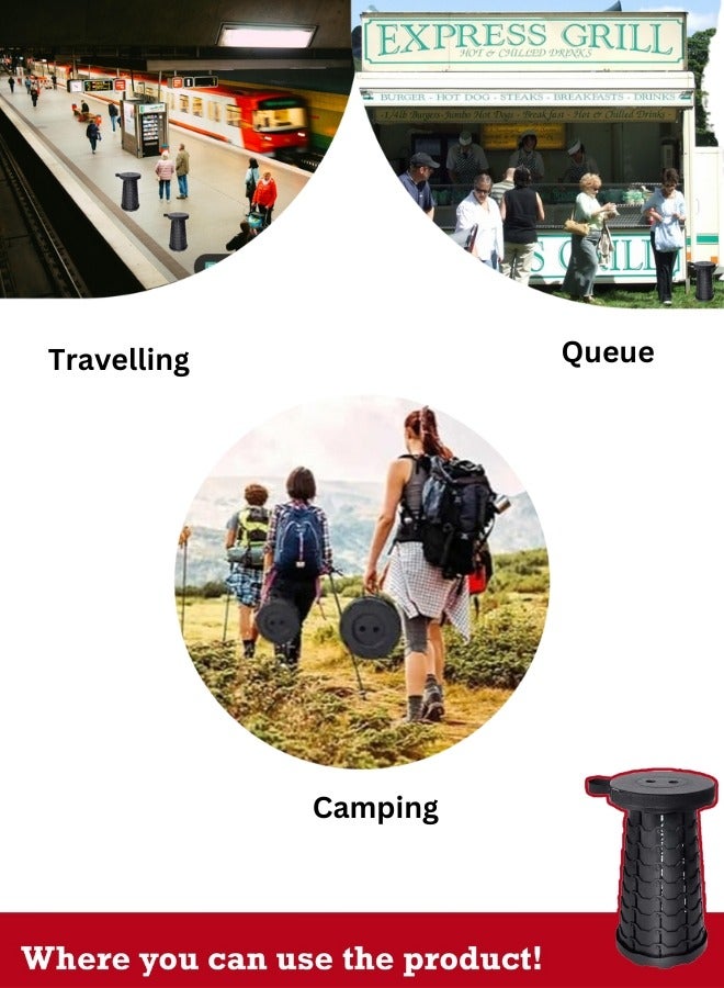 BKMax Folding Stool Black – Lightweight and Stylish Portable Seating"Perfect for Home, Camping, or Events" Ideal for Small Spaces and Travel - Image 3
