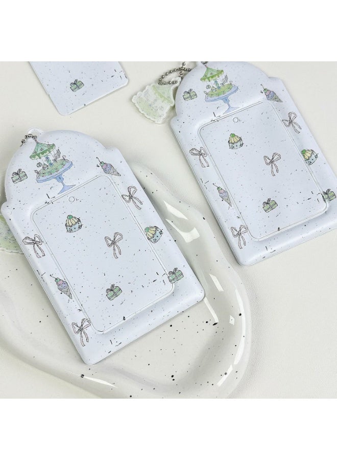 NIBEMINENT 1 - Piece Carousel Kpop Photo Card Holder Pendant Key Chain ID Badge Holder ID Card Holder Photo Card Protector for School ID Office ID Access Card for Women Girls - Image 1