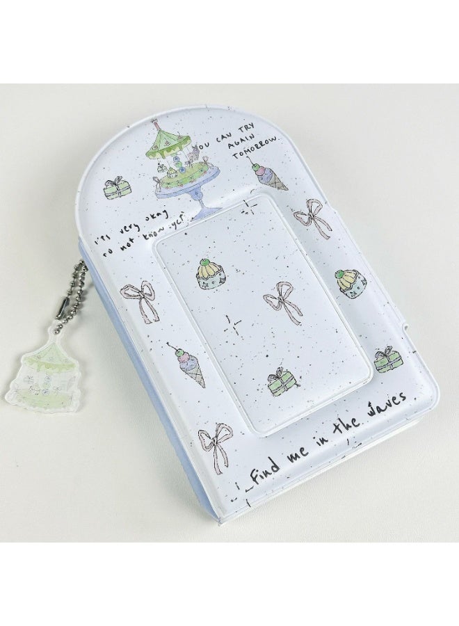 NIBEMINENT 1 - Piece Carousel Kpop Photo Card Holder Pendant Key Chain ID Badge Holder ID Card Holder Photo Card Protector for School ID Office ID Access Card for Women Girls - Image 2