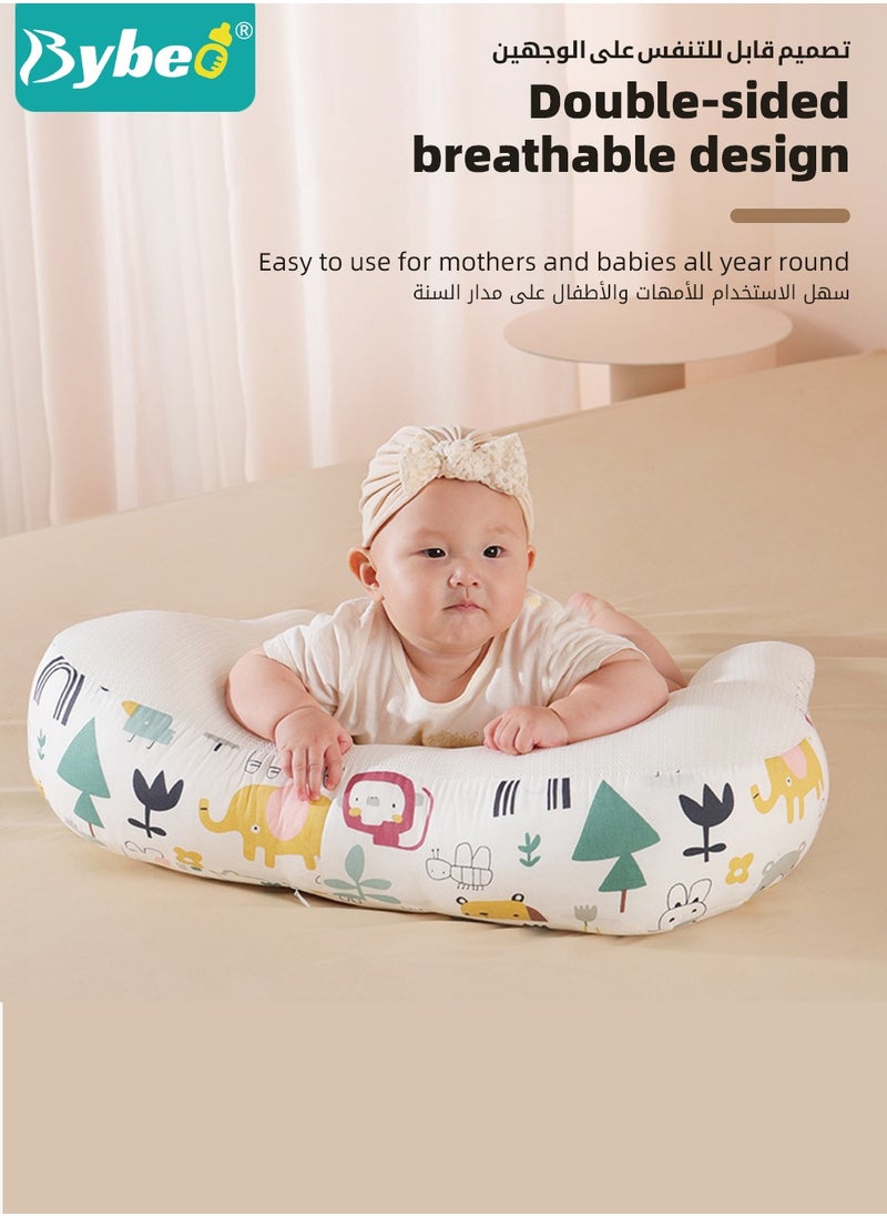 Bybeo - Baby Nursing Pillow for Breastfeeding, Multifunctional Toddler Look Up and Lying Pillows, Anti vomit Milk Babies Crib Headrest for Newborn and Infant, 30 Degree Incline, Enlarged and Widened - Image 1