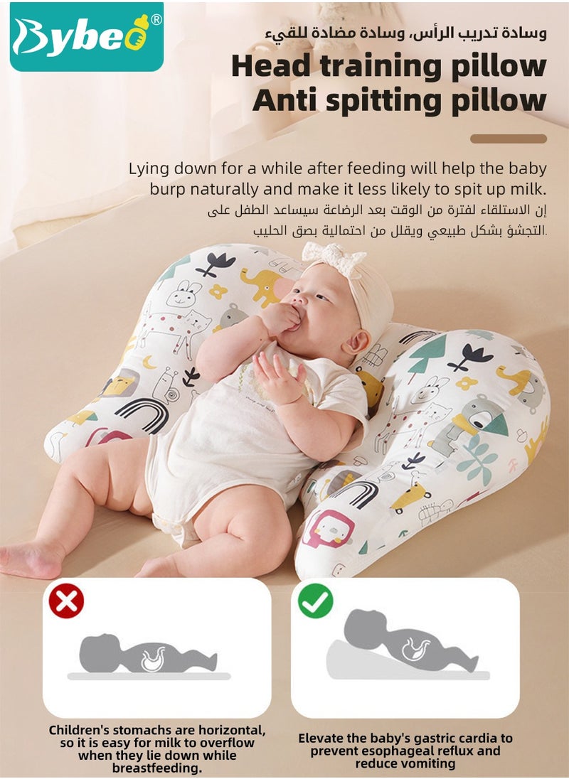 Bybeo - Baby Nursing Pillow for Breastfeeding, Multifunctional Toddler Look Up and Lying Pillows, Anti vomit Milk Babies Crib Headrest for Newborn and Infant, 30 Degree Incline, Enlarged and Widened - Image 1