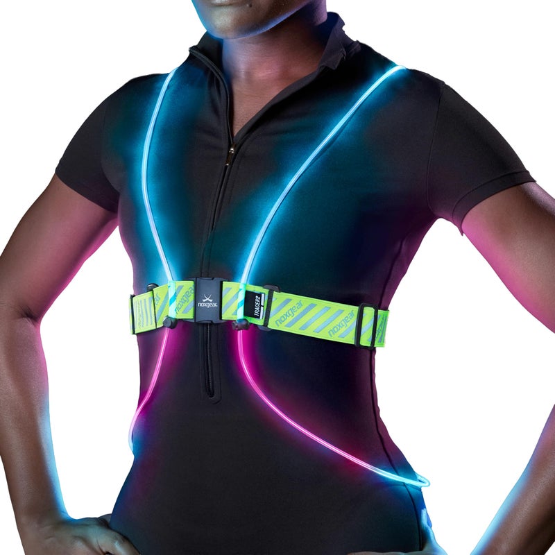 noxgear Tracer2 Multicolor Light Up and Reflective Running Vest | Adjustable Fit, Rechargeable, Waterproof | Running Lights for Runners, Cyclist and Walkers | High Visibility Vest (Size: Med-Large) - Image 1