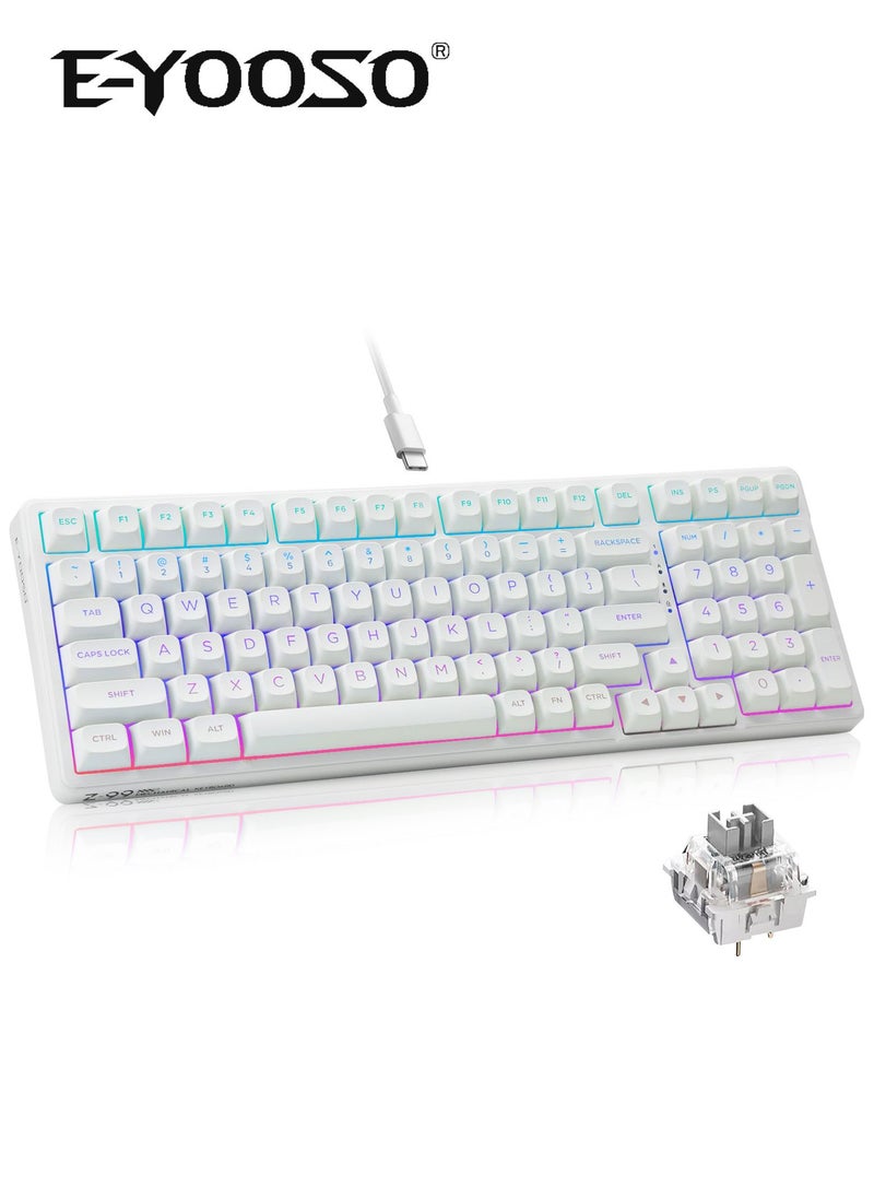 E-YOOSO - Z99 Creamy Mechanical Keyboard, Hot Swappable, Pre-lubed Linear Switches, Gasket Structure with Sound Dampening Foam, RGB Backlit, 99 Keys Wired Custom Gaming Keyboard for PC/Mac,White - Image 1