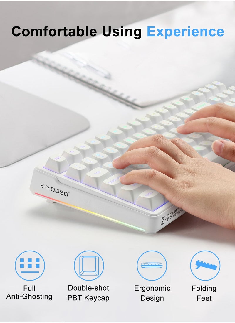E-YOOSO - Z99 Creamy Mechanical Keyboard, Hot Swappable, Pre-lubed Linear Switches, Gasket Structure with Sound Dampening Foam, RGB Backlit, 99 Keys Wired Custom Gaming Keyboard for PC/Mac,White - Image 1
