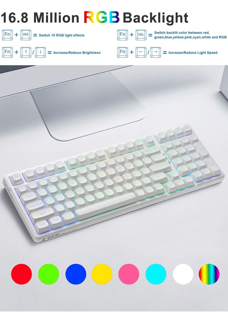 E-YOOSO - Z99 Creamy Mechanical Keyboard, Hot Swappable, Pre-lubed Linear Switches, Gasket Structure with Sound Dampening Foam, RGB Backlit, 99 Keys Wired Custom Gaming Keyboard for PC/Mac,White - Image 1