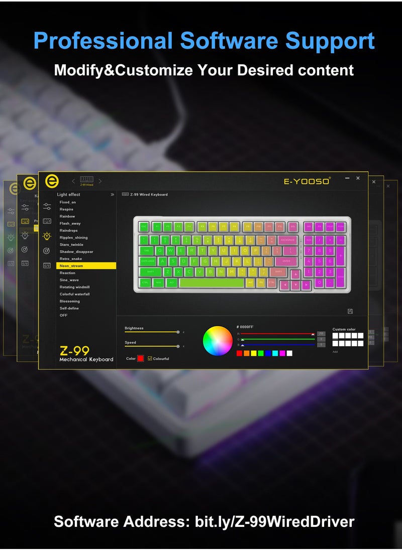 E-YOOSO - Z99 Creamy Mechanical Keyboard, Hot Swappable, Pre-lubed Linear Switches, Gasket Structure with Sound Dampening Foam, RGB Backlit, 99 Keys Wired Custom Gaming Keyboard for PC/Mac,White - Image 1