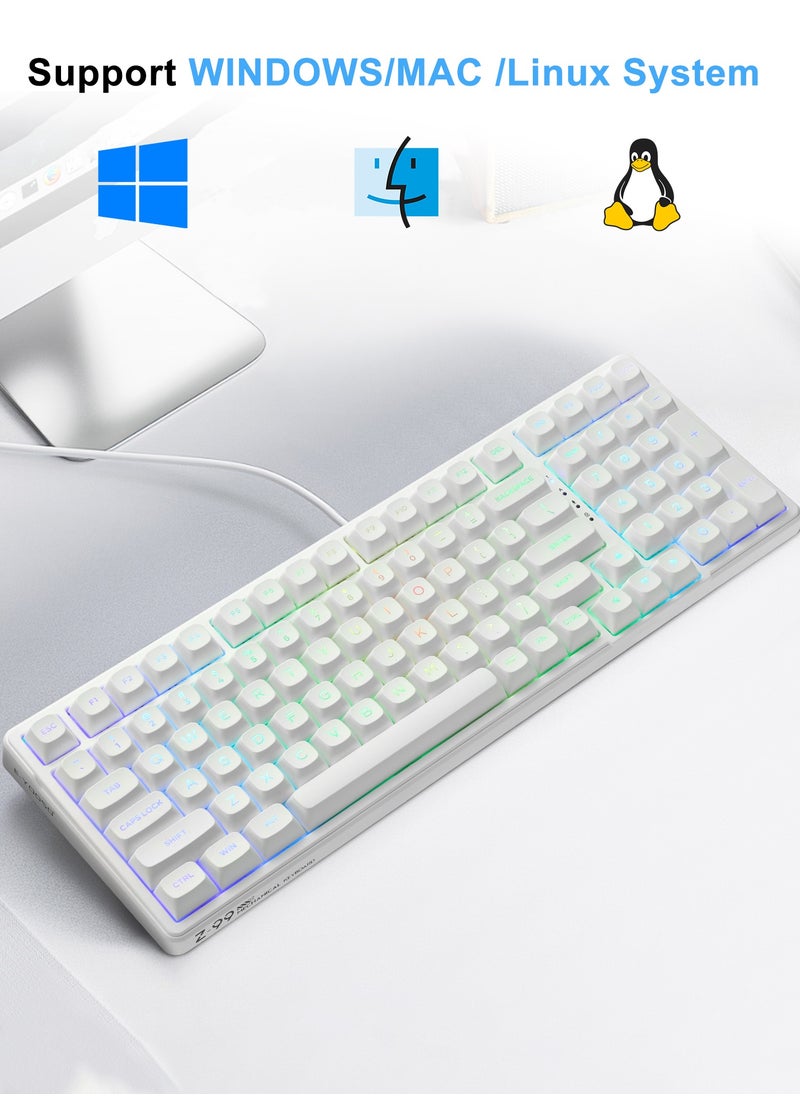 E-YOOSO - Z99 Creamy Mechanical Keyboard, Hot Swappable, Pre-lubed Linear Switches, Gasket Structure with Sound Dampening Foam, RGB Backlit, 99 Keys Wired Custom Gaming Keyboard for PC/Mac,White - Image 1