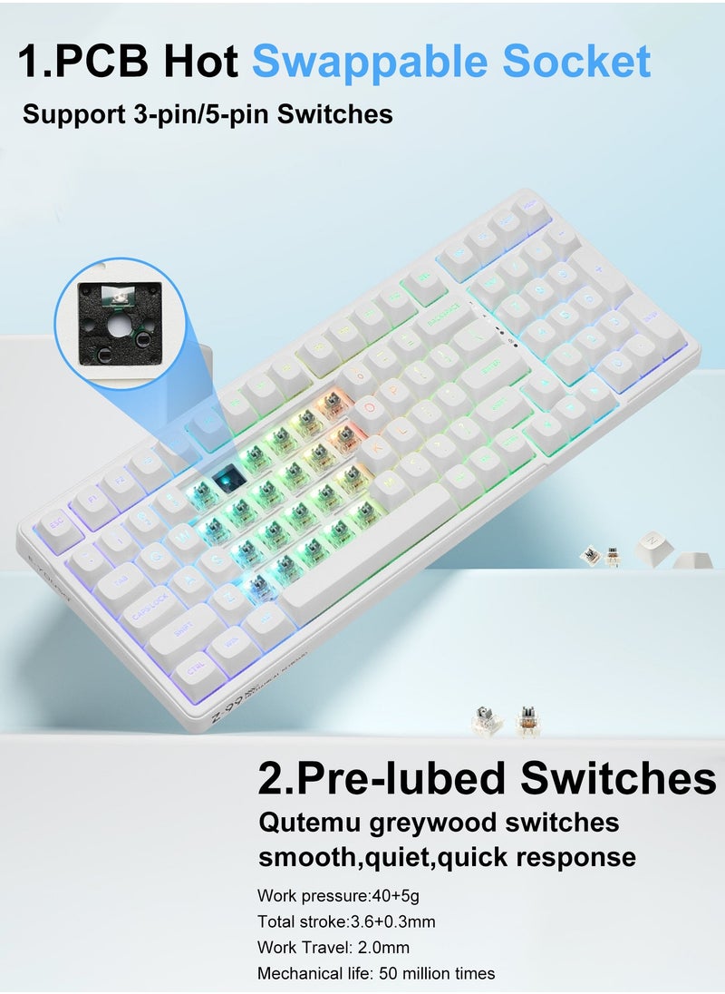 E-YOOSO - Z99 Creamy Mechanical Keyboard, Hot Swappable, Pre-lubed Linear Switches, Gasket Structure with Sound Dampening Foam, RGB Backlit, 99 Keys Wired Custom Gaming Keyboard for PC/Mac,White - Image 1