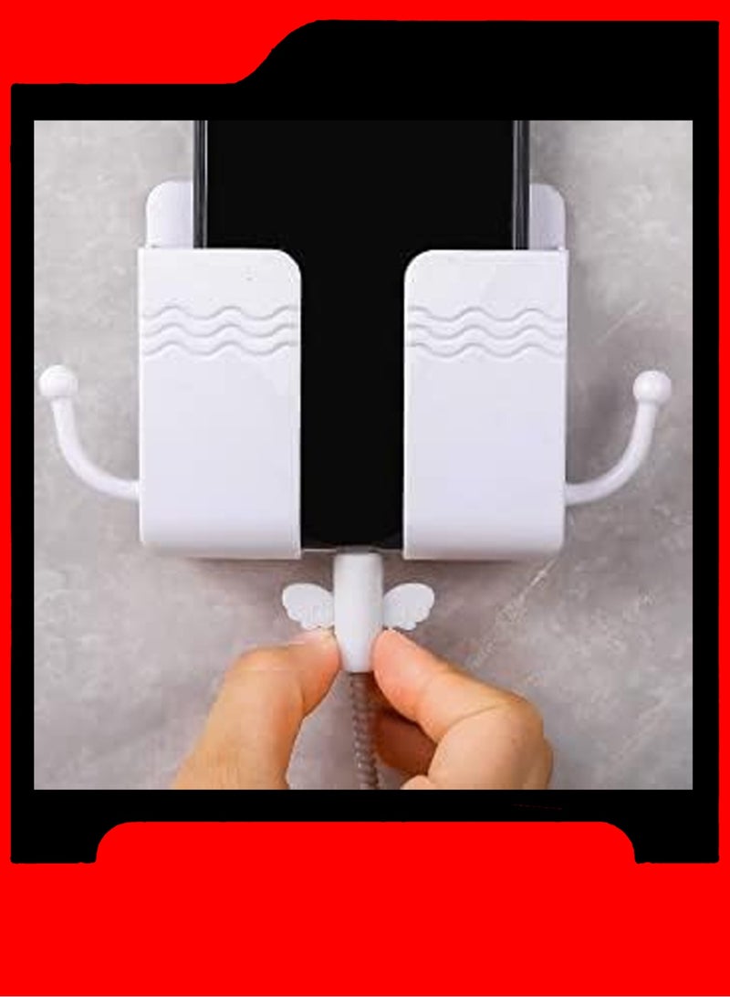 LOWHAT 2 pcs Mobile Phone Holder Hanging Bin Shelf Wall Phone Holder Remote Control Phone Holder for Wall Mobile Holder Multi-Functional Storage Rack Abs Wall Mount Controller - Image 5