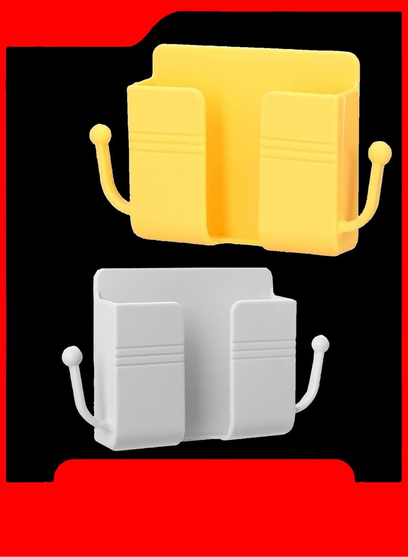 LOWHAT 2 pcs Mobile Phone Holder Hanging Bin Shelf Wall Phone Holder Remote Control Phone Holder for Wall Mobile Holder Multi-Functional Storage Rack Abs Wall Mount Controller - Image 1