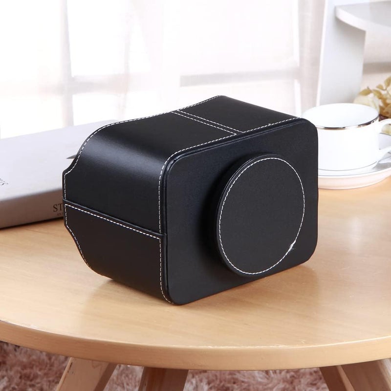 PUSU Remote Control Holder 360 Degrees Rotatable Desk Stationery Supply Organizer PU Leather Desktop Storage Box for Controllers Media Bedside Spinning TV Caddy iPad Mobile Pencil Cosmetic - Image 4