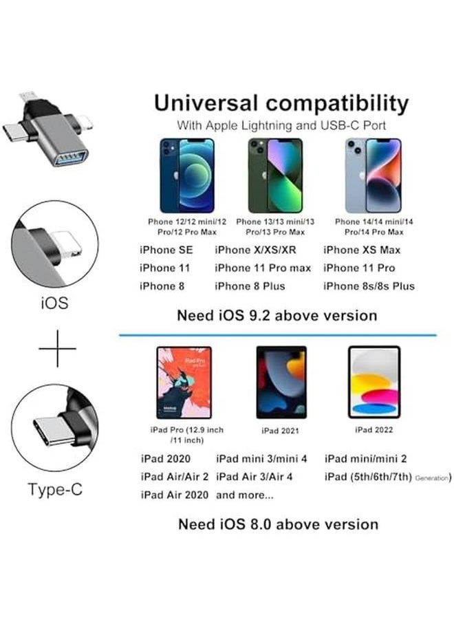 إيروريكس - محول من النوع C إلى USB 3.0 Otg أنثى Lightning Micro Male ملحقات محول متوافق مع أجهزة Iphone وLaptop وMacbook Pro وIpad Pro وType C وأجهزة Ipad Lg وAndroid وقارئ بطاقات الكاميرا - Image 1