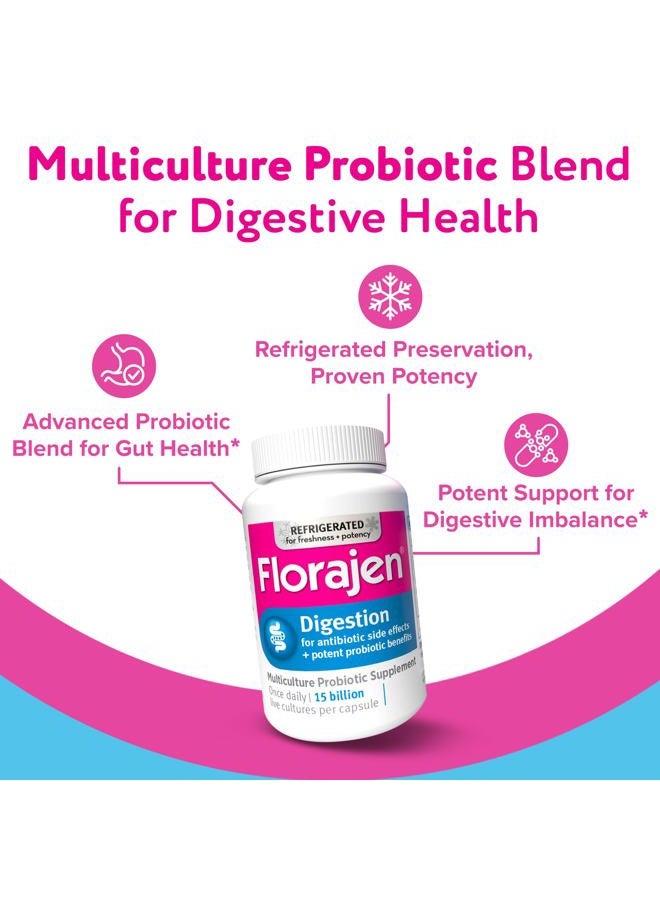 Florajen 3 Digestion High Potency Refrigerated Probiotics | Restores Balance in Digestive System | for Antibiotic Side Effects | 30 Capsules - Image 2