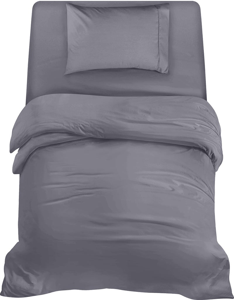 Utopia Bedding 3 Piece Single Bedding Set  Duvet Cover Fitted Sheet with Pillow case  Soft Brushed Microfiber Grey