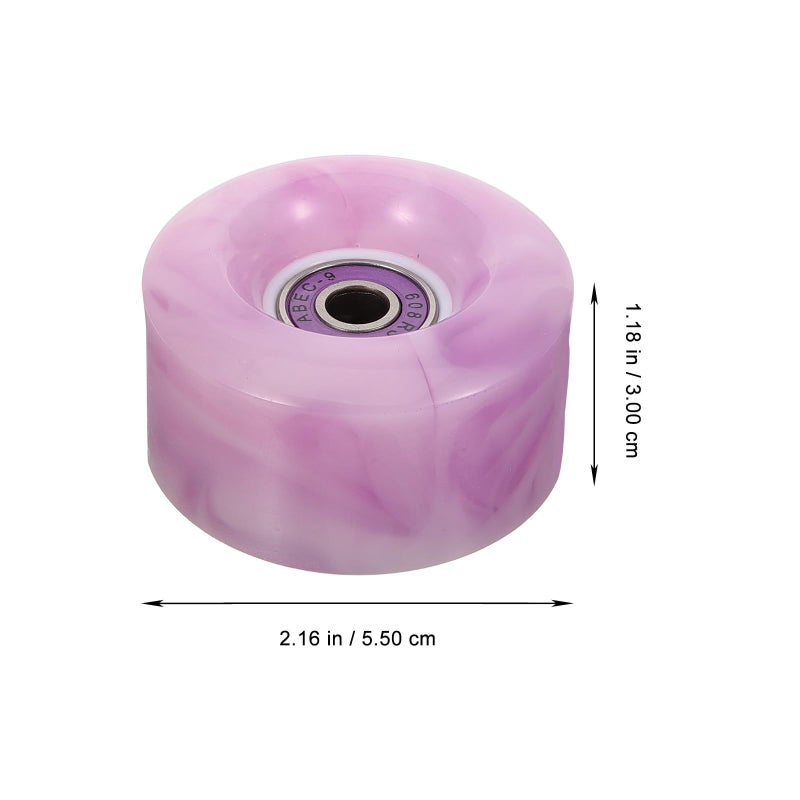 Inline Quad Skate Wheels 82A High Resilience Purple White Dual Color With Bearings - Image 3