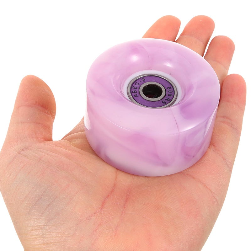 Inline Quad Skate Wheels 82A High Resilience Purple White Dual Color With Bearings - Image 5