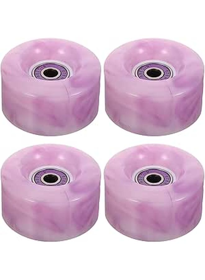 Inline Quad Skate Wheels 82A High Resilience Purple White Dual Color With Bearings - Image 1